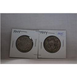 Canada Fifty Cent Coin (2) 1944 - Silver