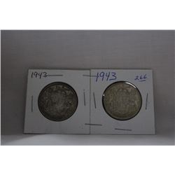 Canada Fifty Cent Coin (2) 1943 - Silver