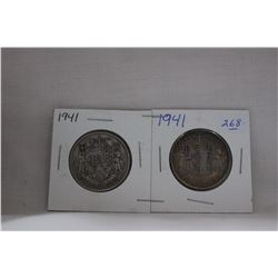 Canada Fifty Cent Coin (2) 1941 - Silver