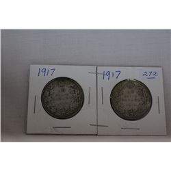 Canada Fifty Cent Coin (2) 1917 - Silver