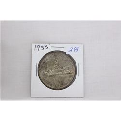Canada Dollar Coin (1) 1955 - 2 1/2 Water Lines - Silver