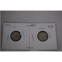 Canada Ten Cent Coins (2) 1953 - Silver