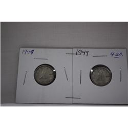 Canada Ten Cent Coins (2) 1949 - Silver