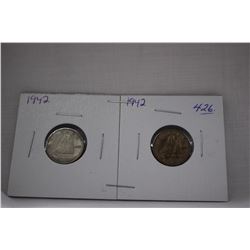 Canada Ten Cent Coins (2) 1942 - Silver