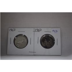Canada Twenty-Five Cent Coins (2) 1963 - Silver