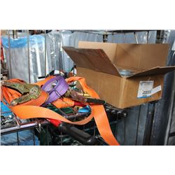 BOX OF 3 INCH COUPLERS LOAD STRAPS AND BOLT CUTTERS