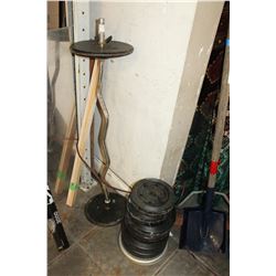 WEIGHT BAR AND LOT OF WEIGHTS