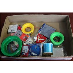 LOT OF FISHING LINE AND HOOKS ETC