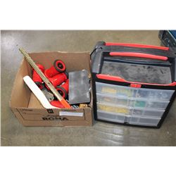 BOX OF SHOP NOZZLES AND SHOP ORGANIZER