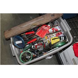 TOTE OF CLAMPS AND TOOLS