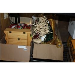 TWO BOXES OF KIDS TOYS DECORATIONS AND JEWELLRY BOXES