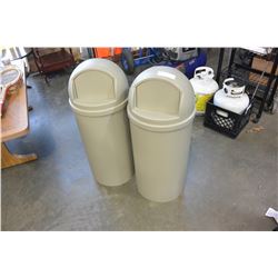 TWO RUBBERMAID GARBAGE CANS