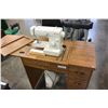 Image 2 : OAK SEWING MACHINE TABLE WITH SEWING MACHINE