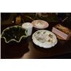 Image 2 : ASSORTED VINTAGE COLLECTIBLES, BRASS TRAY, HULL POTTERY PLANTER, CRYSTAL DISH, ETC.