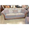 Image 3 : MODERN GREY FABRIC WOOD FRAMED SOFA AND LOVESEAT WITH OTTOMAN AND THROW PILLOWS