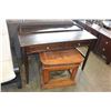 Image 2 : 2 DRAWER DESK AND GLASS AND WALNUT SIDETABLE