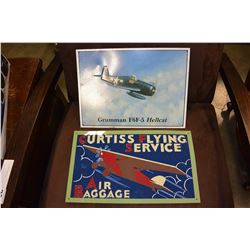 FOUR EMBOSSED TIN SIGNS