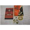 Image 1 : THREE VINTAGE PAPER BOOKS ON RIBBONS ETC AND COLLECTIBLE PINS