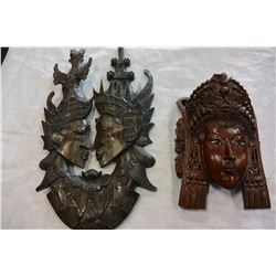 VINTAGE ROSEWOOD AND IRONWOOD CARVED WALL HANGINGS