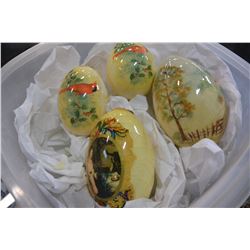 FOUR HAND PAINTED VINTAGE EGG SHELLS