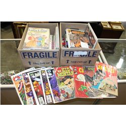 TWO BOXES OF COLLECTIBLE MARVEL AND DC COMICS