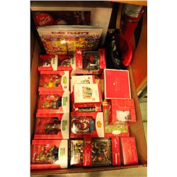 BOX OF NEW CHRISTMAS ORNAMENTS NINJA TURTLES AND OTHER