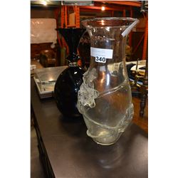 TWO LARGE ART GLASS VASES
