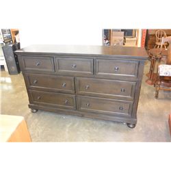 NEW FLOOR MODEL HOME ELEGANCE MODERN DARK FINISH 7 DRAWER SOLID WOOD DRESSER RETAIL $1399