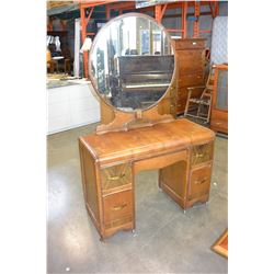 VINTAGE WATERFALL VANITY DRESSER WITH MIRROR