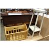 Image 1 : WOOD STOOL BIKE BASKET AND WOOD MAGAZINE RACK
