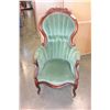 Image 1 : ANTIQUE CARVED UPOLSTERED BALLOON BACK MAHOGANY PARLOR CHAIR
