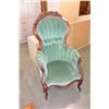 Image 3 : ANTIQUE CARVED UPOLSTERED BALLOON BACK MAHOGANY PARLOR CHAIR