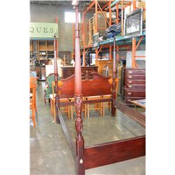 MAHOGANY QUEEN SIZE CARVED PORSTER BEDFRAME