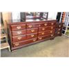 Image 1 : CHERRY FINISH LADIES 7 DRAWER DRESSER AND TRIFOLD MIRROR WITH BRASS HANDLES AND NIGHTSTAND