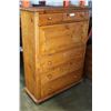 Image 2 : ANTIQUE PINE 4 DRAWER CHEST OF DRAWERS WITH DROP DOWN CENTER