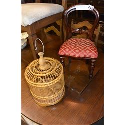 REPRODUCTION DOLL CHAIR AND BIRDCAGE