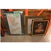 Image 1 : GLOBAL FRAMED MAP FRAMED LION PRINT AND GIRL PICTURE