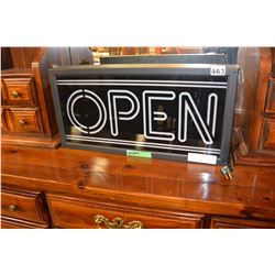 GREEN FLOURESCENT OPEN SIGN