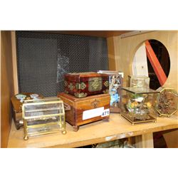 JEWELLRY BOXES AND GLASS CASES WITH BUTTERFLYS AND FLOWERS