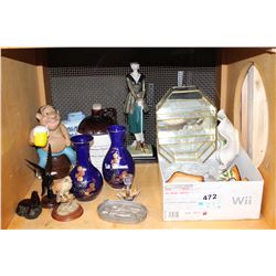 SHELF LOT OF COLLECTIBLE CHINA AND FIGURES