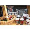 Image 2 : SHELF LOT OF CHRISTMAS DECOR AND COFFEE MUGS