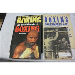 TWO BOXING BOOKS AND 1944 BOXING POSTER AND VINTAGE MAGAZINE