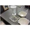 Image 1 : MILK GLASS DISHES VASE AND VINTAGE JUICER AND CANNING JAR