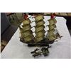 Image 1 : MODEL SHIP AND METAL CHARIOT