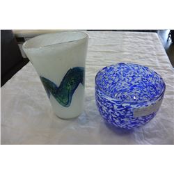 TWO ART GLASS VASES