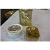 Image 1 : GERMAN HOFFRITZ CARRIAGE CLOCK AND PORCELAIN COASTERS AND STONE DRESSER DISH