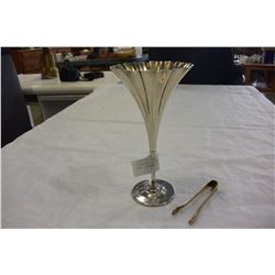 STERLING TIFFANY TRUMPET VASE AND TIFFANY SUGAR TONGS