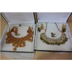 TWO CASED NECKLACE AND EARRING SETS