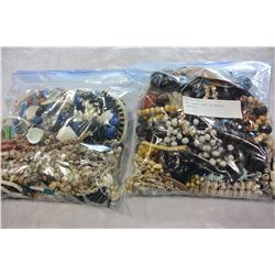 TWO LARGE BAGS OF BEADED JEWELLRY