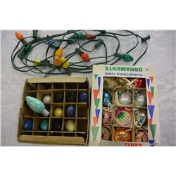 TRAY OF VINTAGE CHRISTMAS BULBS AND ORNAMENTS